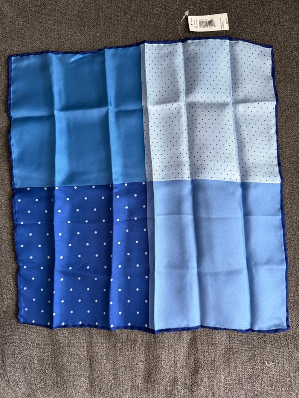 Men’s Blue Patchwork Polka Dot Pocket Square